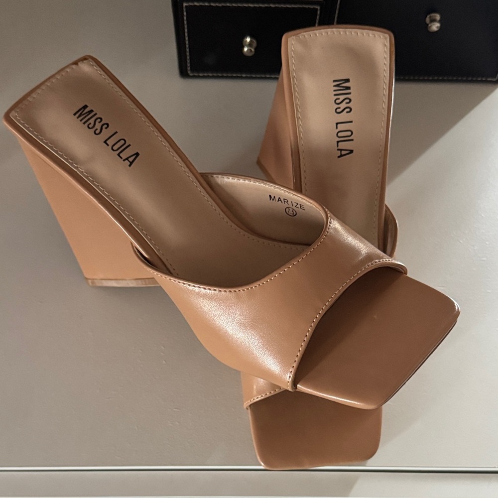 Miss Lola Camel Wedge Heels